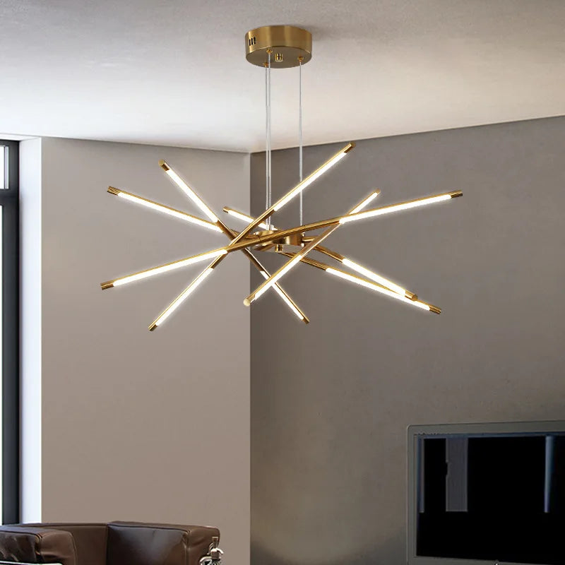 Afralia™ Stick Chandelier for Living Room Dining Kitchen LED Lighting Fixtures