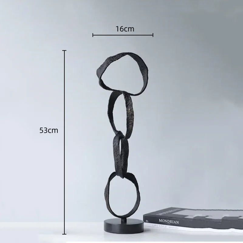 Afralia™ Metal Geometric Circle Ornament Silver Hoop Irregular Sculpture Home Decor