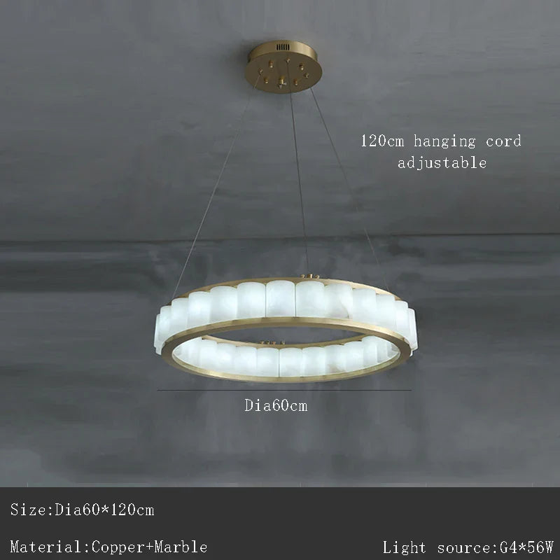 Afralia™ Spanish Marble Brass Chandelier: Luxury LED Lighting for Hotels & Villas