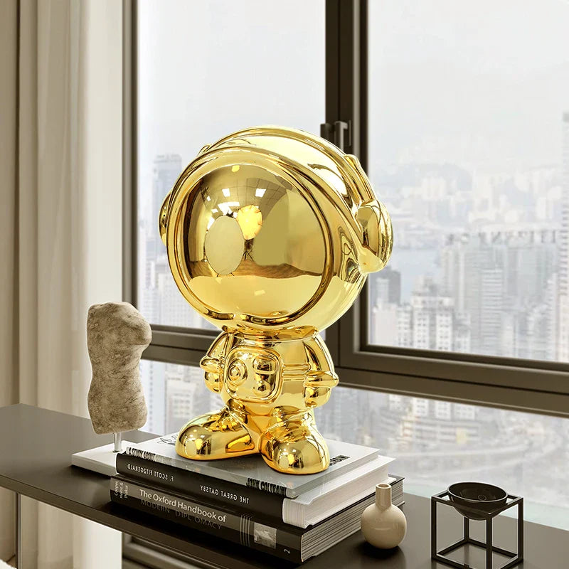 Afralia™ Astronaut Statue Spaceman Sculpture Modern Desktop Decor Figurine Handicraft Gift