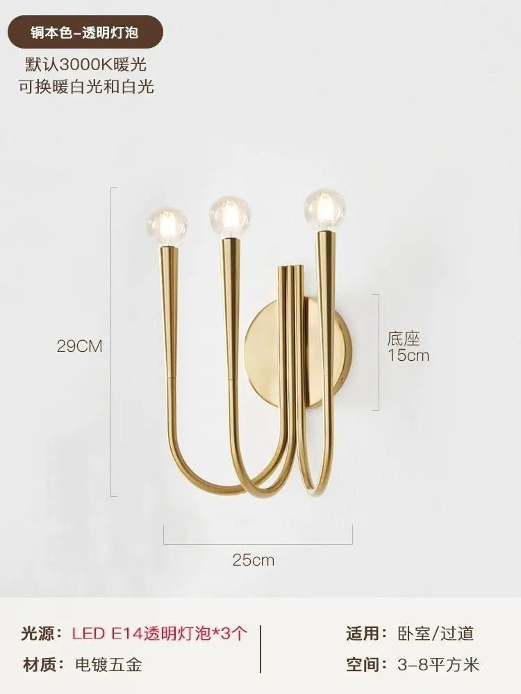 Afralia™ Vintage Copper LED Chandelier Gold Luxury Ceiling Lamp for Kitchen & Living Room