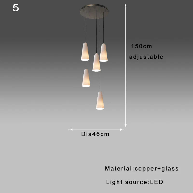 Afralia™ Nordic White Glass Pendant Chandelier for Home Decor