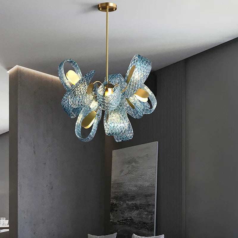 Afralia™ Blue Glass LED Pendant Lamps: Modern Chandelier Lighting for Hallway, Bedroom, Living Room