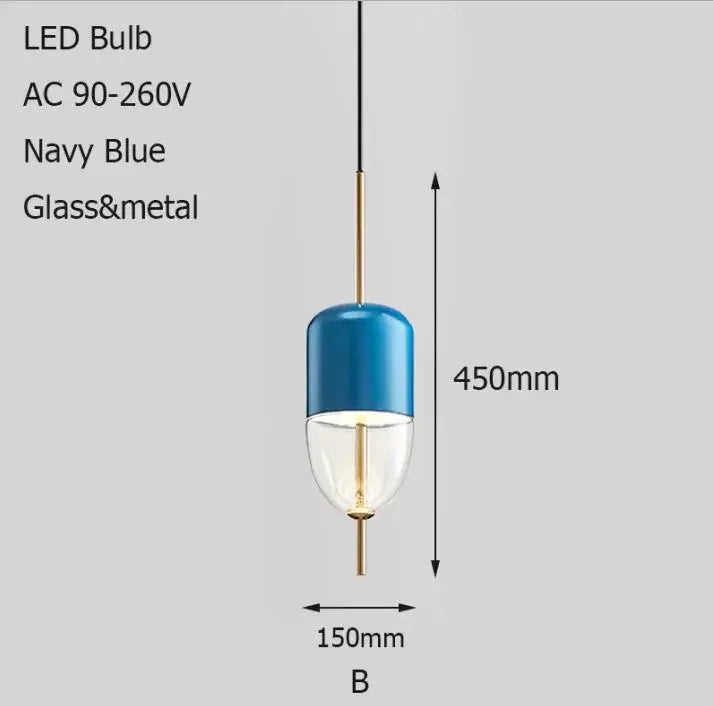 Afralia™ Nordic Blue Glass Chandelier LED Art Deco White Pendant for Dining Room & Kitchen