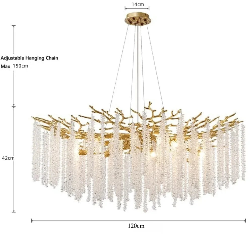 Afralia™ Large Silver Rectangular Crystal Chandelier for Dining & Living Room