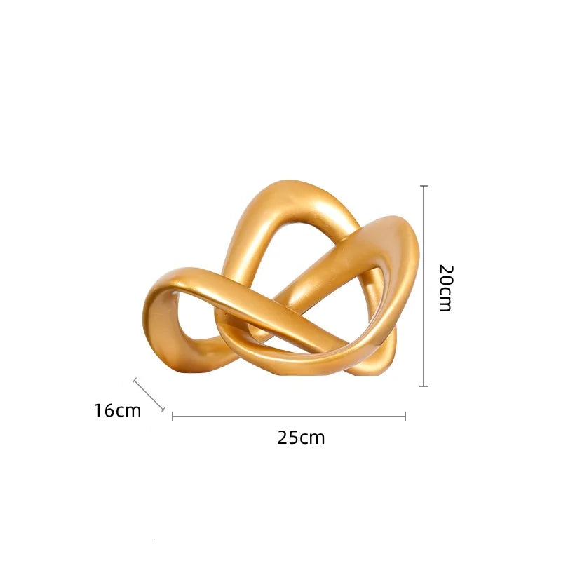 Afralia™ Golden Twisted Dough Rope Knot Ornaments Geometric Line Home Decoration