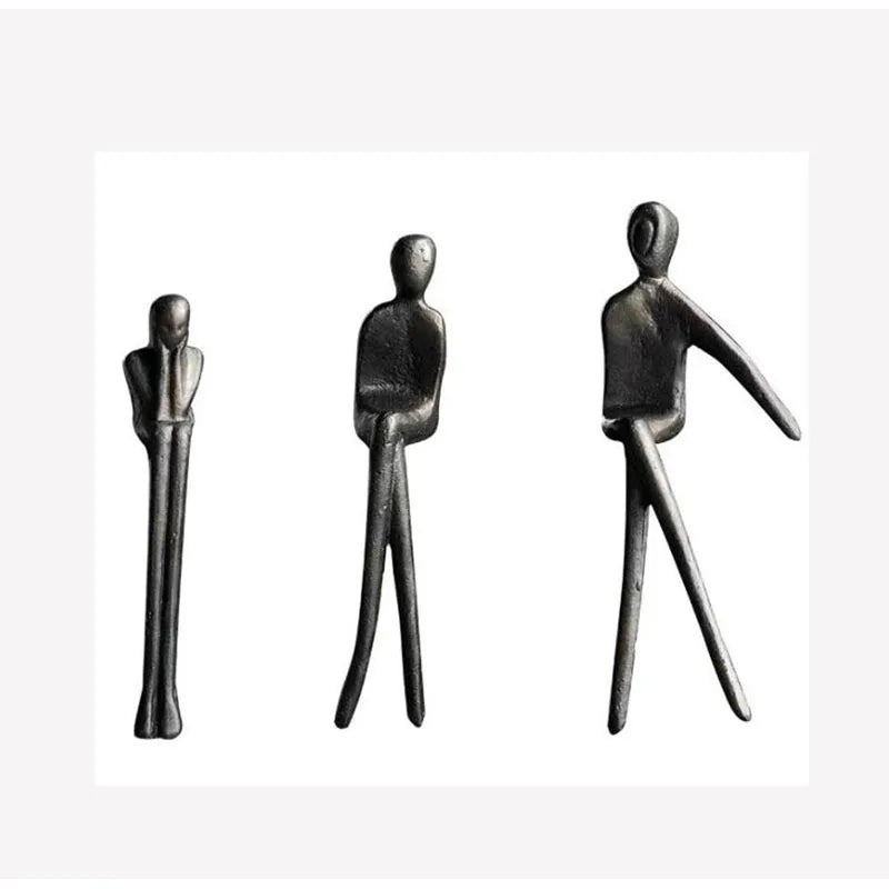 Afralia™ Gold Plated Figure Sculpture Set | Abstract Desk Decoration | Character Statue