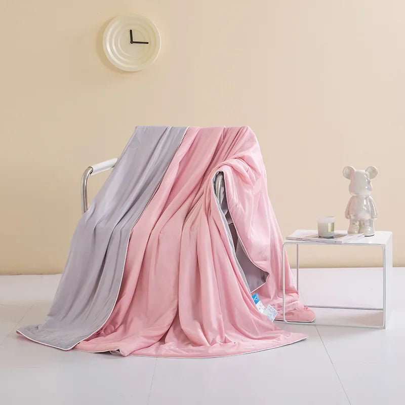 Afralia™ Satin Silky Summer Cooling Quilt Double Solid Color Bedding