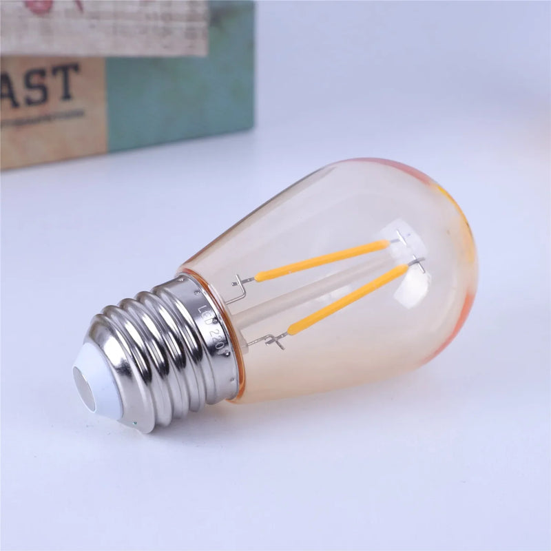 Afralia™ Vintage Amber Plastic E27 LED Edison Bulb IP44 Waterproof Warm White 1W 2W