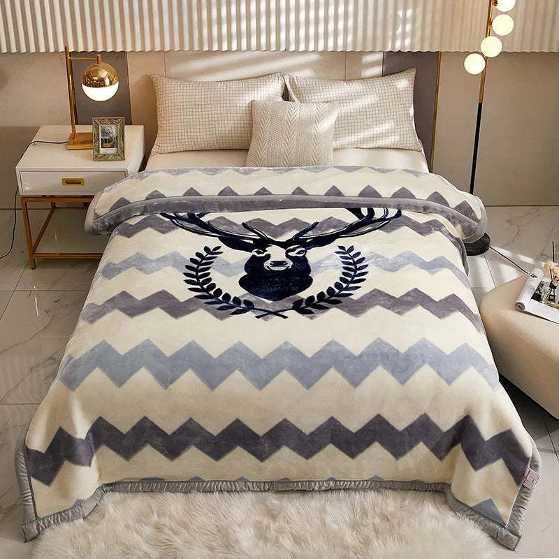 Afralia™ Double Layer Raschel Blankets: Soft Faux Fur Mink Throw for Beds