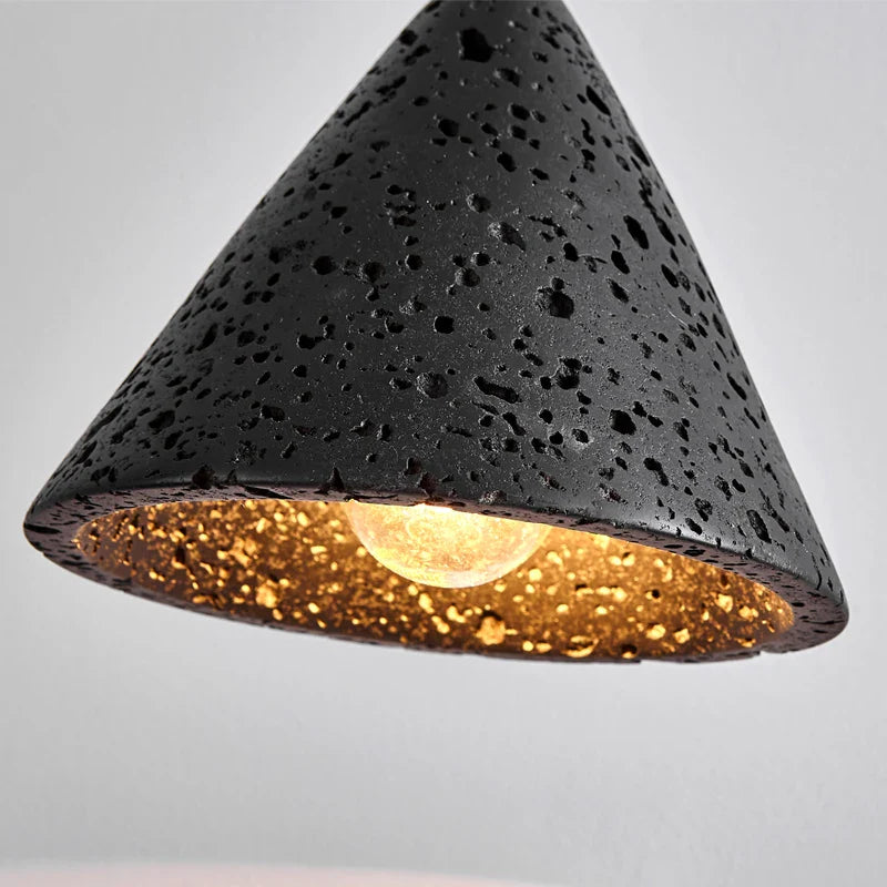 Afralia™ Black Travertine LED Pendant Light - American Vintage Interior Lighting for Living Room