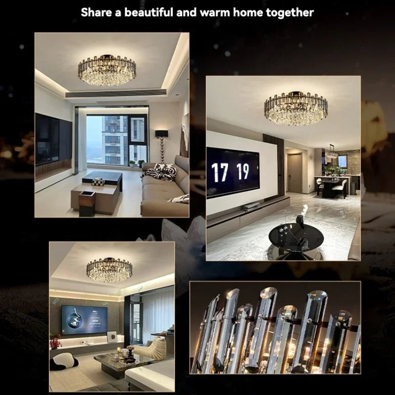 Afralia™ Gold Crystal Ceiling Chandelier: Luxury Modern LED Pendant for Home Décor