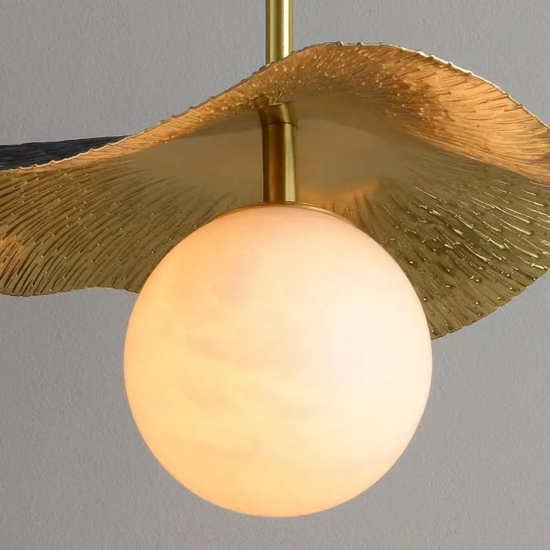 Afralia™ Copper Bedside Chandelier with Natural Marble Ball for Dining Room, G9 Bulb Lighting