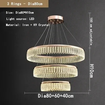 Afralia™ Modern Crystal LED Circle Chandelier Pendant Light for Living Room