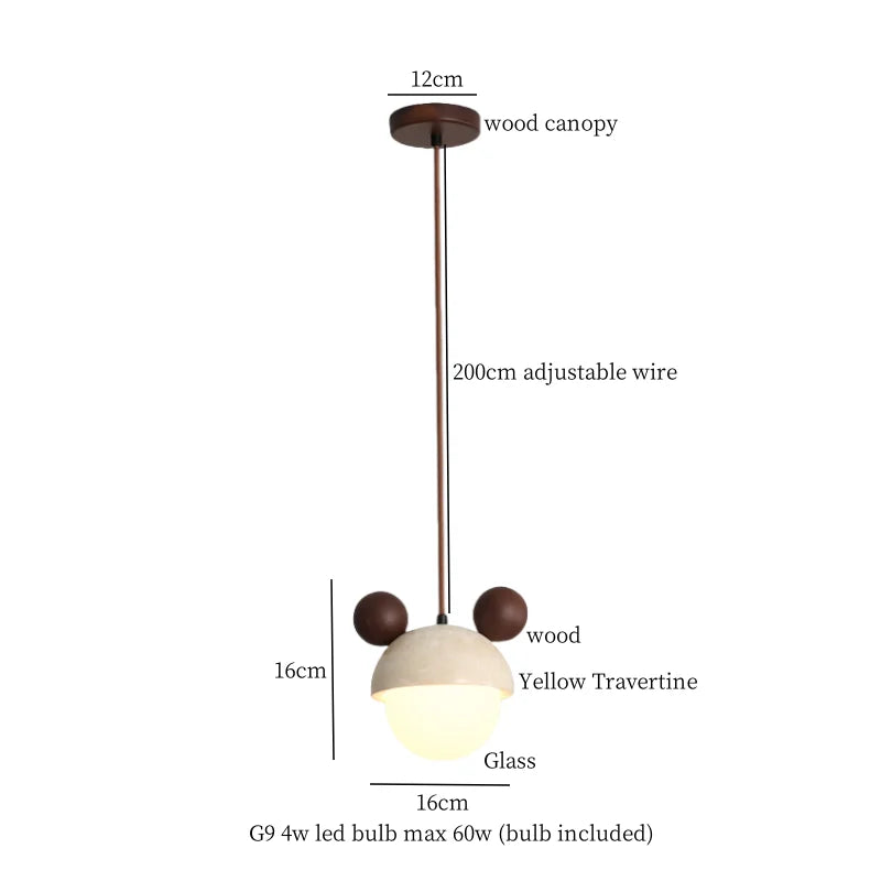 Afralia™ Yellow Travertine LED Pendant Lamps for Dining Table & Kitchen