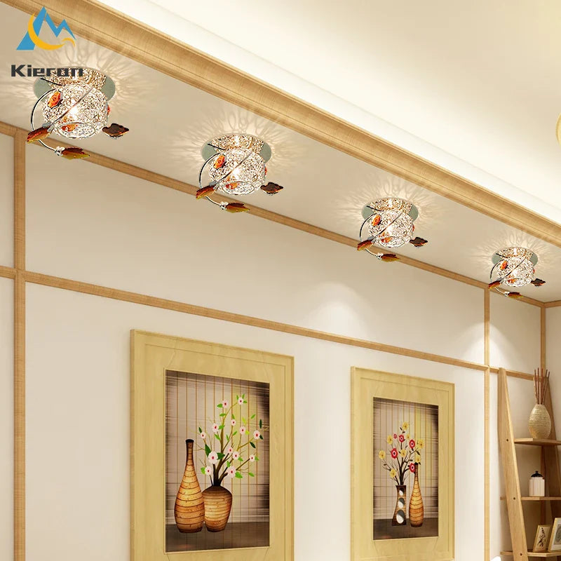 Afralia™ Maple Leaf Crystal LED Ceiling Lamp for Modern Room Decor