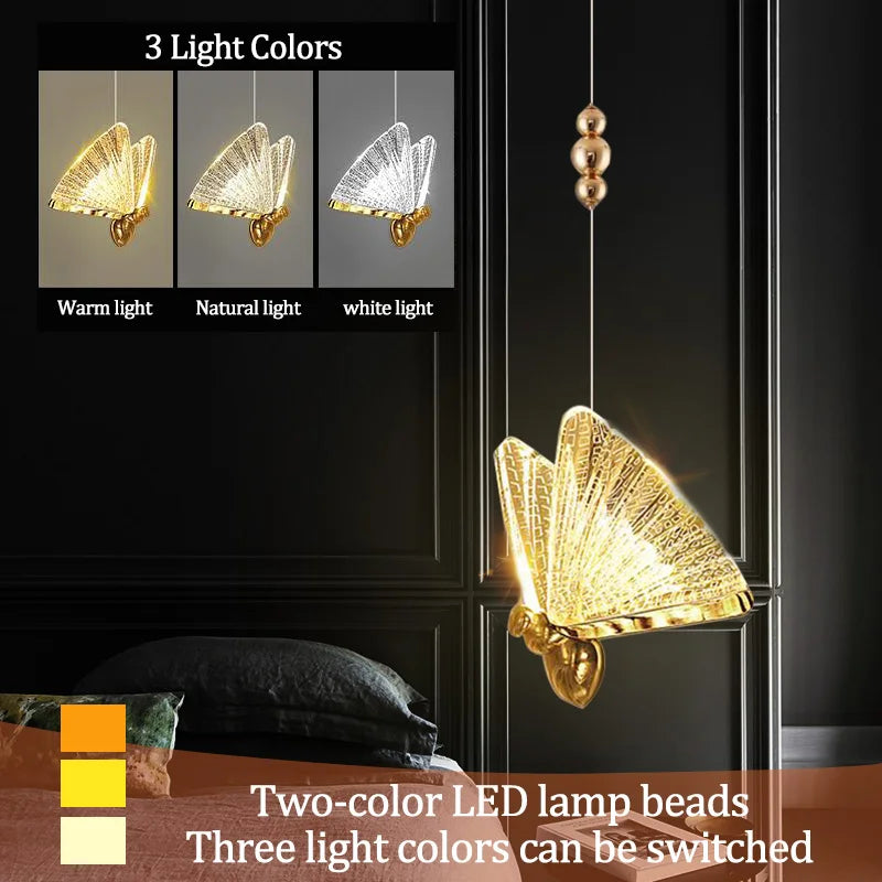 Afralia™ Butterfly Led Pendant Lights for Bedside Living Dining Room Kitchen