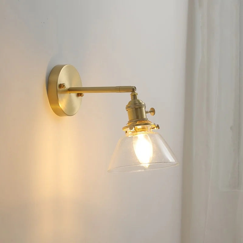 Afralia™ Glass Copper LED Wall Lights Modern Style for Indoor Bedroom Living Room