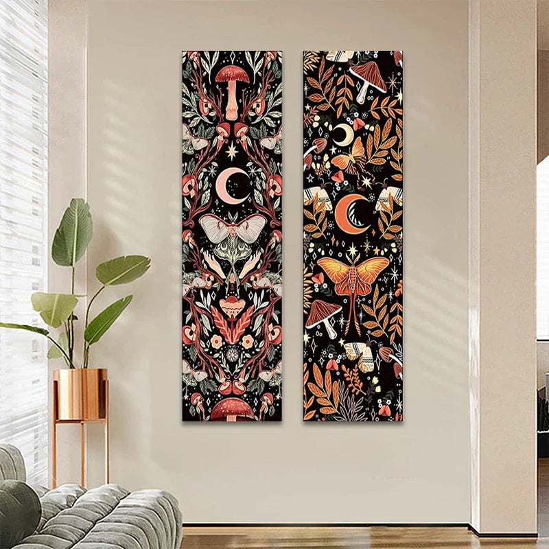 Moth & Moon Botanical Tapestry - Afralia™ Hippie Room Decor