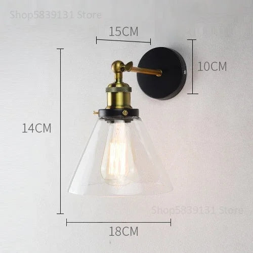 Afralia™ Vintage Metal Glass LED Wall Lamps Retro Industrial Living Room Bedroom Light Fixtures