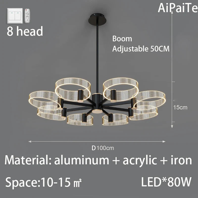 Afralia™ Luxury Acrylic Chandelier for Living Room, Bedroom, Kitchen - LED 220V Luster