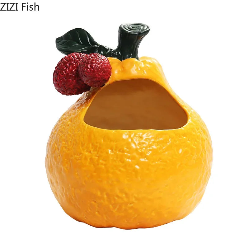 Afralia™ Ceramic Ashtray: Orange & Lychee Design, Desktop Smoking Accessories, Portable Ash Tray