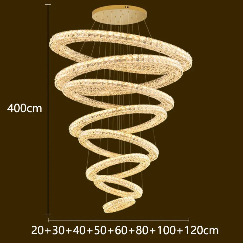 Afralia™ Luxury Crystal Chandelier Pendant Light for Living Room, Staircase & Ceiling.