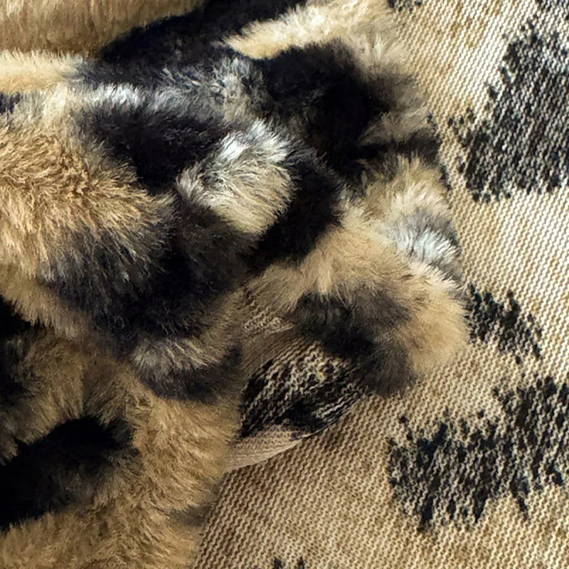 Afralia™ Winter Faux Rabbit Fur Fitted Sheet - Warm & Non-Slip Mattress Cover - Dark Pattern Printed