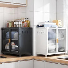 Afralia™ Kitchen Cupboard Storage Rack with Dustproof Cover Organizing Dish Box