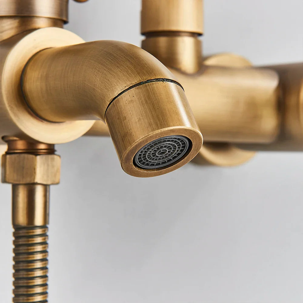 Afralia™ Brass Handheld Rainfall Shower Wall-mounted Hot Cold Water Mixer System