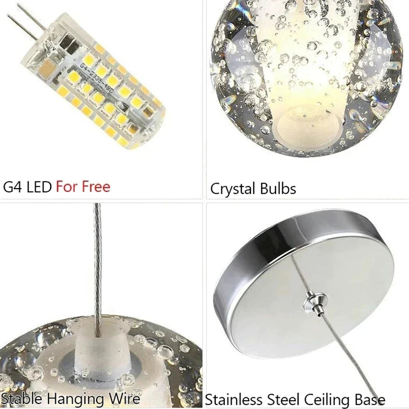 Afralia™ Crystal Bubble Ball Pendant Light for Home Decor and Hospitality Spaces