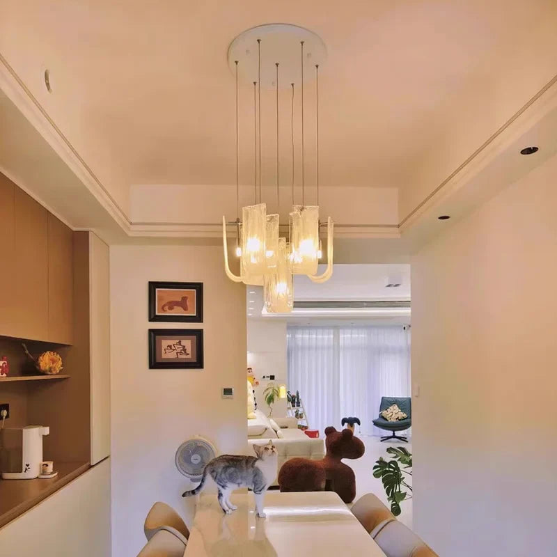 Afralia™ Glass Pendant Chandelier Ceiling Light Fixture for Home Dining Room Luxe Decor