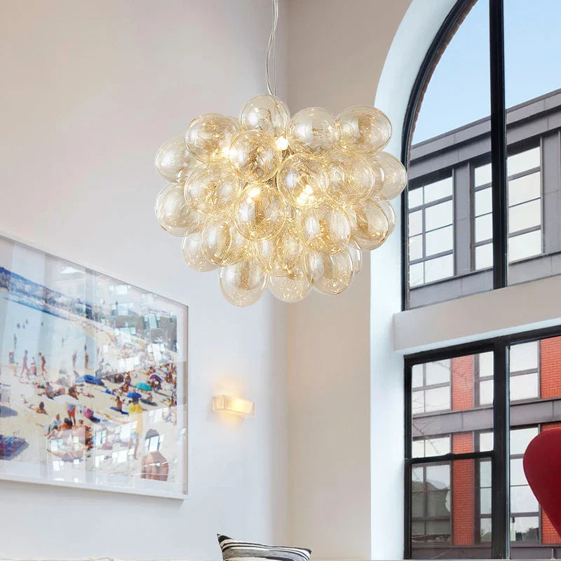 Afralia™ Glass Ball Chandelier: Modern Color Pendant Light for Living Room Decor