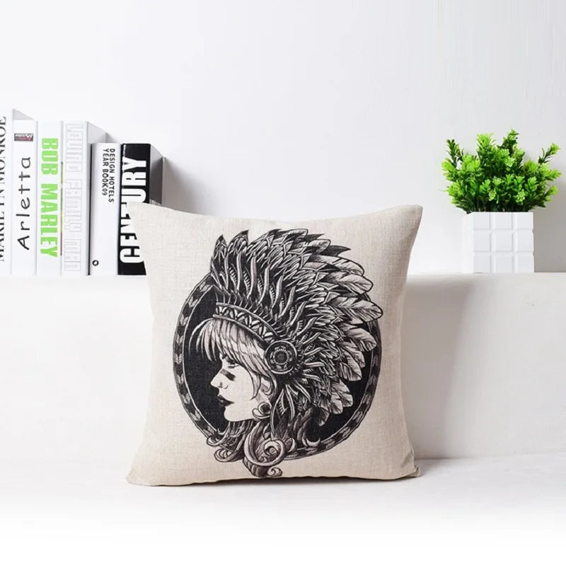 Afralia™ Modern Sketch Cotton Linen Pillowcase Sofa Cushion Cover Home Decoration