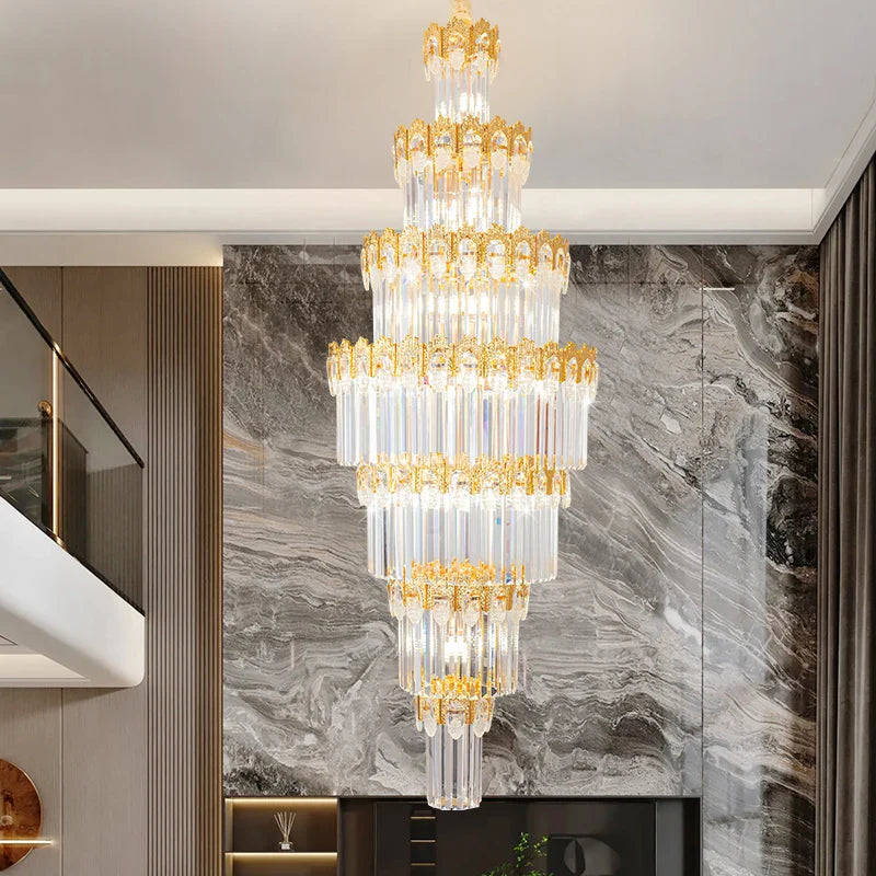 Afralia™ Crystal Staircase Chandelier: Luxurious European Style for Villa Living