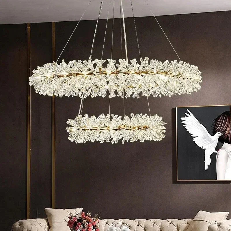 Afralia™ Crystal Chandelier: Luxury Gold LED Lighting for Home Dining Room Decor