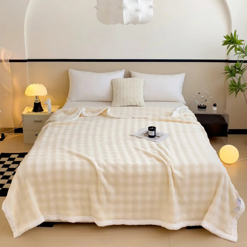 Afralia™ Imitation Rabbit Velvet Warm Blanket: Soft Fluffy Coral Fleece Lap Sofa Throw Blanket