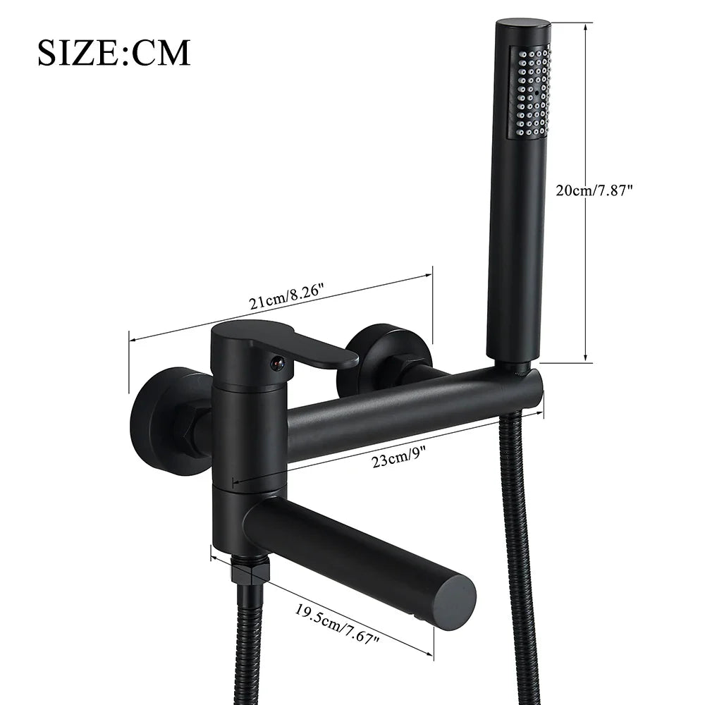 Afralia™ Black Wall Mounted Waterfall Bathtub Faucet for Embedded In-wall Tub Shower System