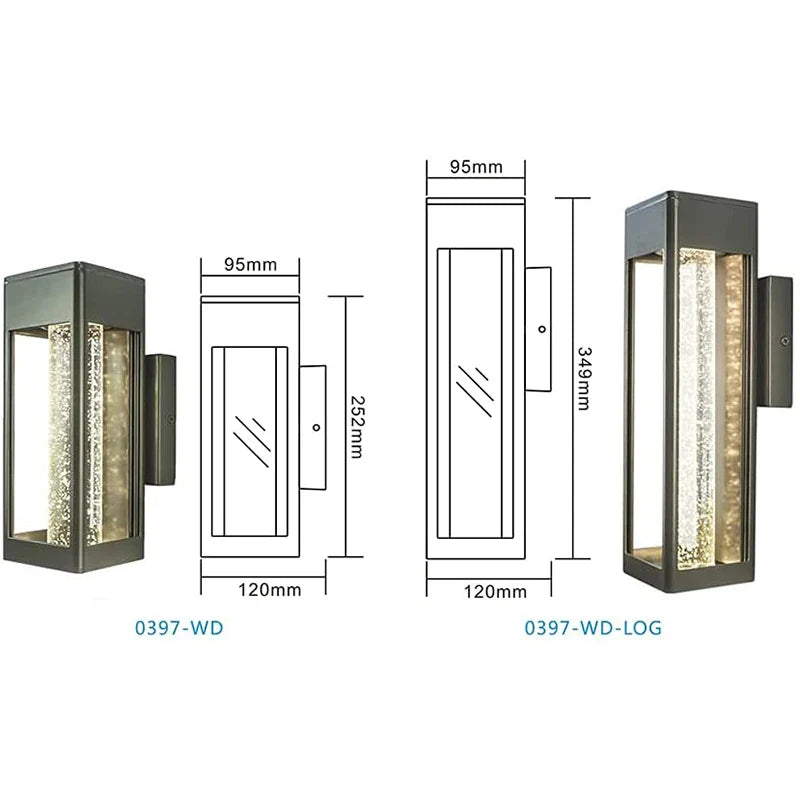 Afralia™ Crystal Bubble Glass Wall Lamp 11W LED Outdoor Sconce IP65 Garden Light