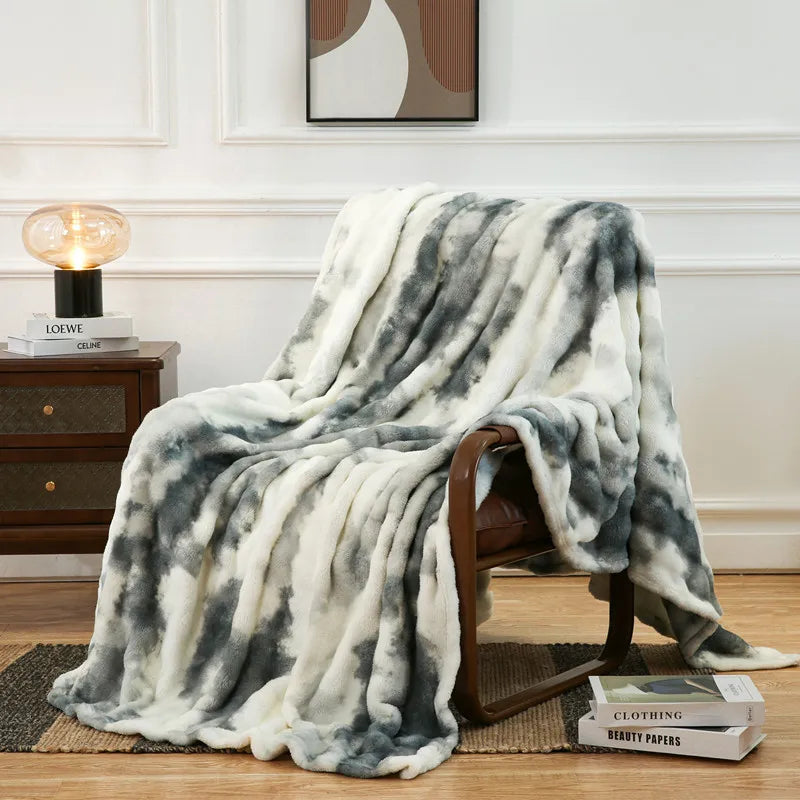 Afralia Fuzzy Faux Fur Blanket - Cozy & Soft Reversible Throw for Sofa and Bed