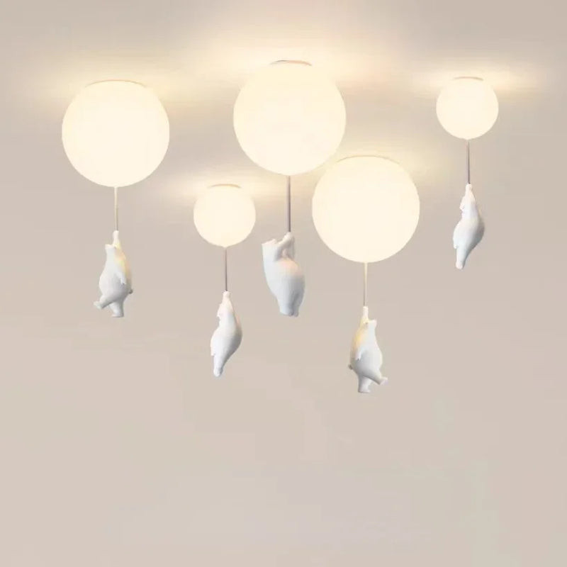 Afralia™ Bear Pendant Light: Kids Bedroom Chandelier LED Balloon Ceiling Lamp