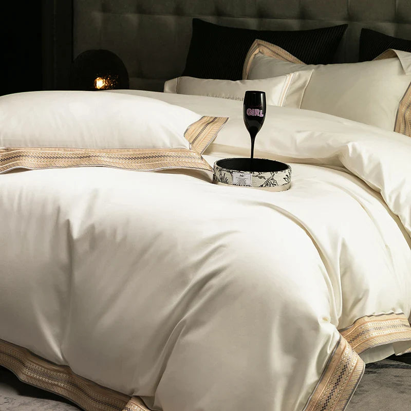 Afralia™ Luxury Egyptian Cotton Embroidered Bedding Set for Elegant Home Decor