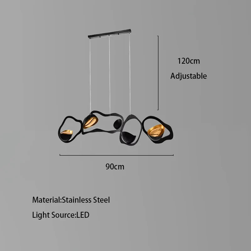 Afralia™ Black Stainless Steel Chandelier LED - Modern Luxury Design for Living Room