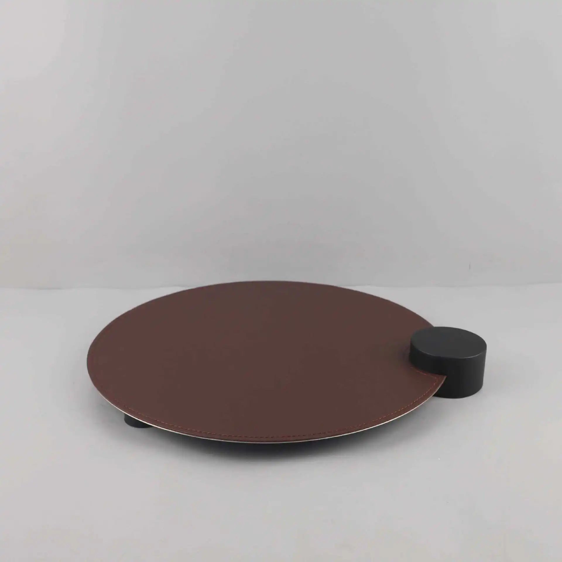 Afralia™ Modern Oval Stainless Steel Leather Tray for Home Decor