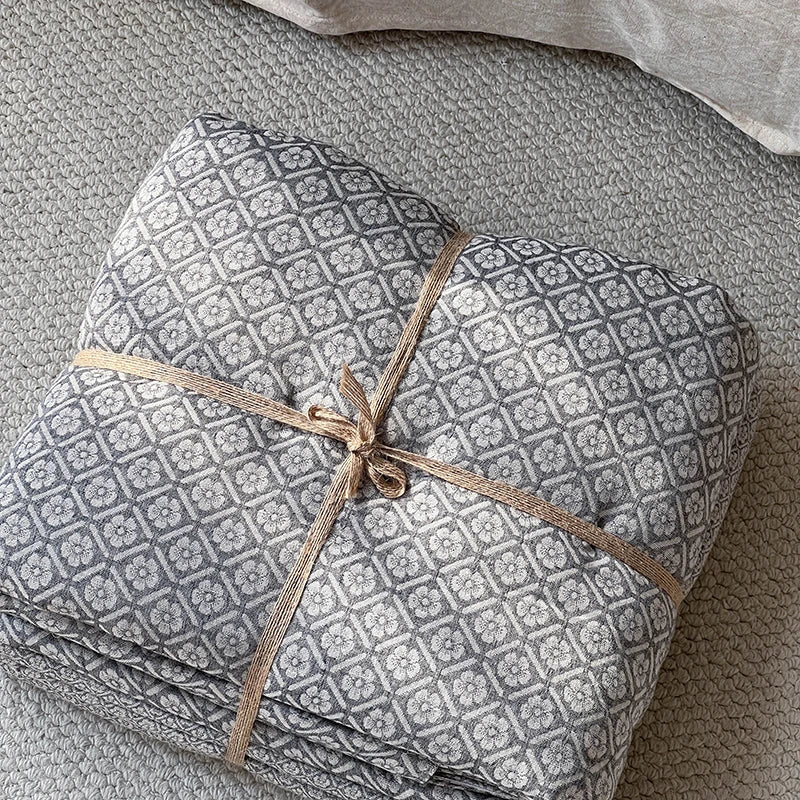 Afralia™ Linen Cotton Jacquard Bedding Set with Duvet, Sheet, and Pillowcases