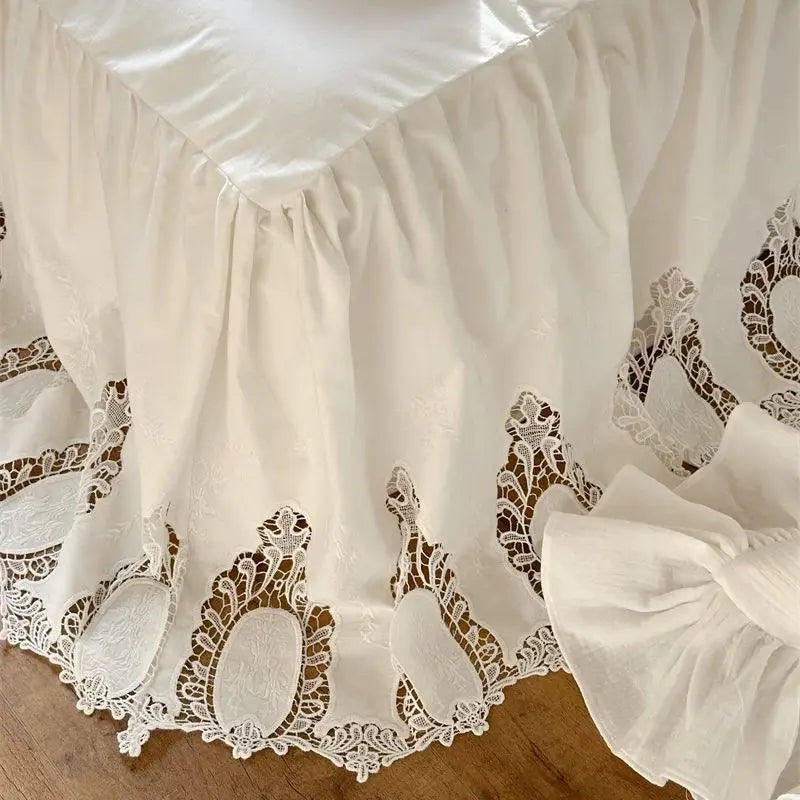 Afralia™ 100% Cotton Ruffles Bedding Set with Double-layer Yarn and Soft Skin Friendly Texture