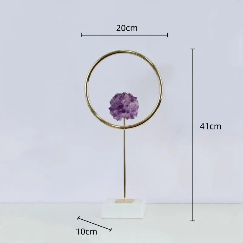 Afralia™ Metal Crystal Pendant Ring Sculpture Geometric Figurine Decoration