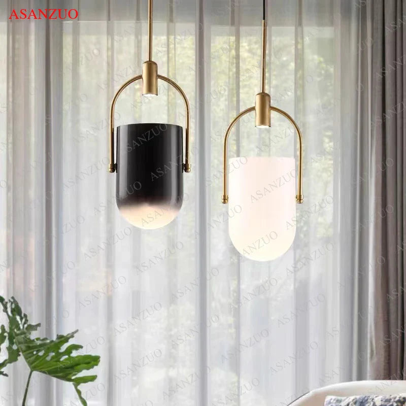 Afralia™ Gradient Glass Pendant Light: Modern Nordic Hanging Fixture for Bedside Living Dining Decor