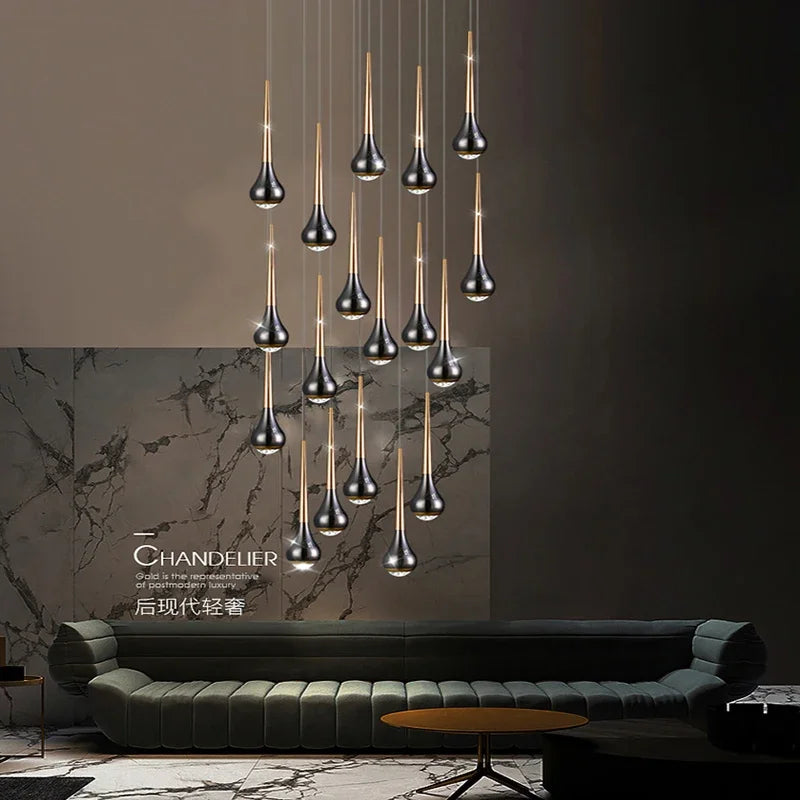 Afralia™ Modern LED Chandelier Pendant Lights for Staircase Living Room Villa Loft Hall