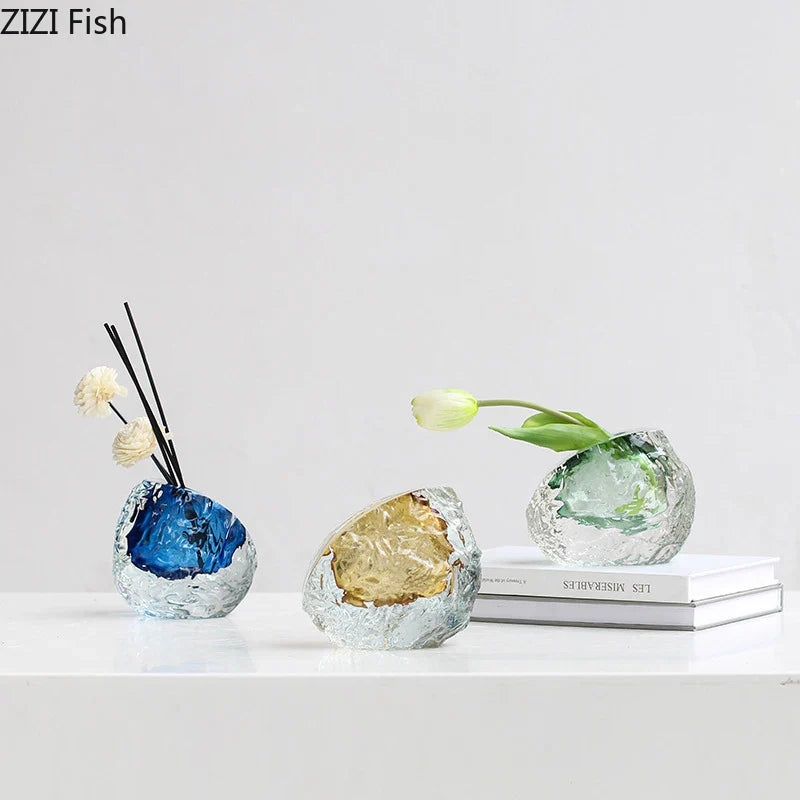 Afralia™ Glass Vase for Flowers | Elegant Wrinkle Design | Room Decor & Floral Arrangement